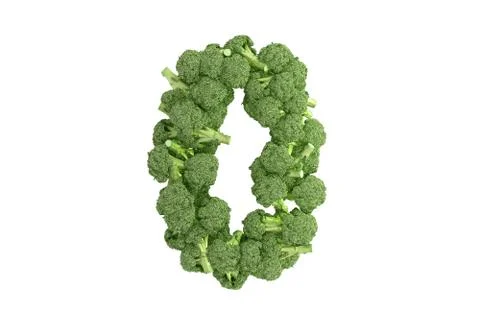Broccoli symbol 0 on white background Stock Illustration