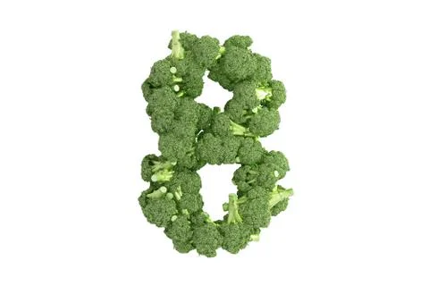 Broccoli symbol 8 on white background Stock Illustration