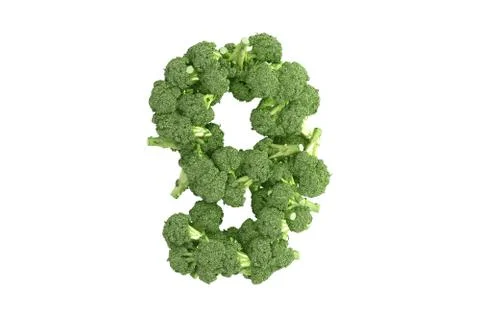 Broccoli symbol 9 on white background Stock Illustration