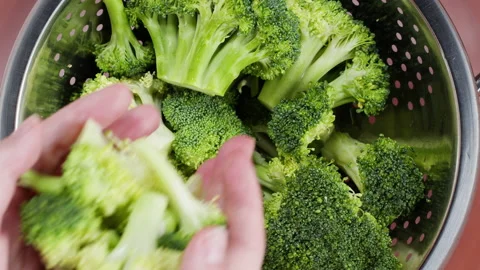 Broccoli top view, fresh green broccoli close-up, vitamins, raw food and Stock Footage 170587151