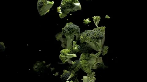 Broccoli turning on a black background. Slow motion 動画素材 105345752