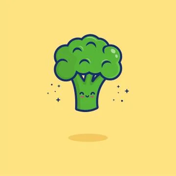 Broccoli Vector Icon Illustration. Cute Vegetable. Flat Cartoon Style Suitabl Stock Illustration