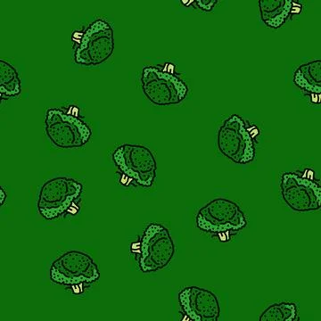 Broccoli vegan vector seamless pattern Stock Illustration