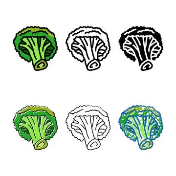 Broccoli vegetable color icon variants vector Stock Illustration