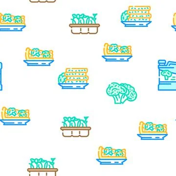 Broccoli vegetable green food vector seamless pattern Stock Illustration