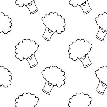 Broccoli vegetable hand drawn seamless pattern Illustrazione stock
