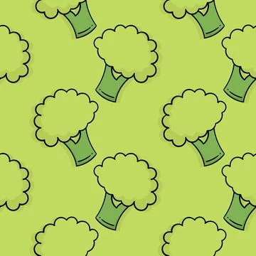 Broccoli vegetable hand drawn seamless pattern Illustrazione stock