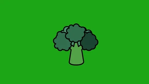 Broccoli Vegetable Icon Animation on Green Screen 4K Stock Footage 332186898
