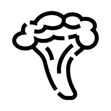Broccoli vegetable line art icon on white background Illustrazione stock