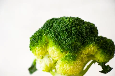 Broccoli vegetable macro and close-up on the white background Stock Photos