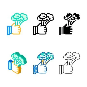 Broccoli vegetable minimal color icon vector flat Stock Illustration