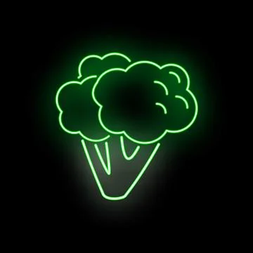 Broccoli vegetable neon sign glowing in dark イラスト素材