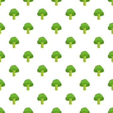 Broccoli vegetable repeating pattern background for healthy food Stock Illustration