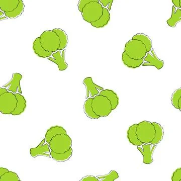 Broccoli vegetable seamless background graphic Stock Illustration