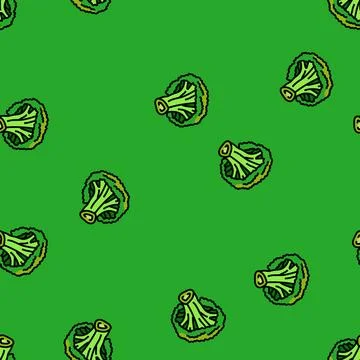 Broccoli vegetable vector seamless pattern 스톡 일러스트
