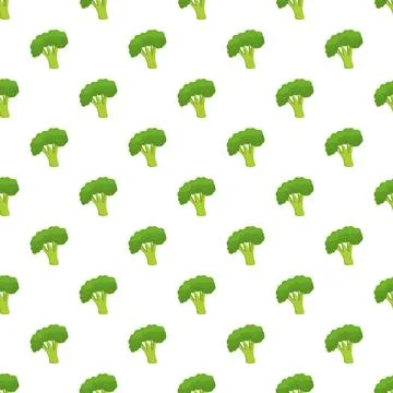 Broccoli vegetable vibrant green seamless food pattern 스톡 일러스트