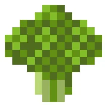 Broccoli Vegetables Pixel Art Icon Design 스톡 일러스트