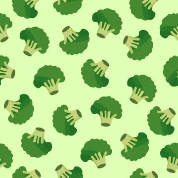 Broccoli vegetables seamless pattern on green background, green broccoli ingr イラスト素材