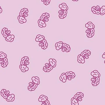 Broccoli vitamin line seamless pattern Stock Illustration