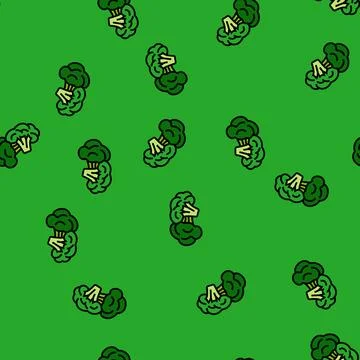 Broccoli vitamin vector seamless pattern Stock Illustration
