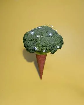 Broccoli in a waffle cup Stock Photos