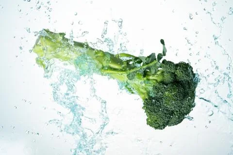 Broccoli water splash Stock Photos