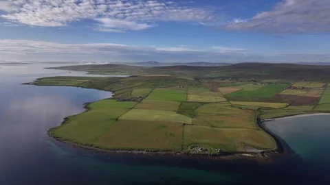 Broch of Gurness, Orkney, Wide Amazing Drone Clip, Iron Age Village, 4K Stock Footage 258881663