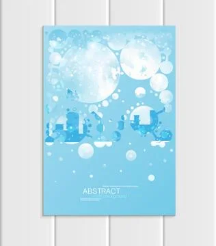 Brochure A5 or A4 format design Christmas urban city, abstract circles, winter Stock Illustration