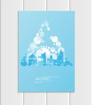 Brochure A5 or A4 format design Christmas urban city, abstract circles, winter Stock Illustration