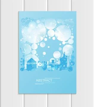 Brochure A5 or A4 format design Christmas urban city, abstract circles, winter Stock Illustration