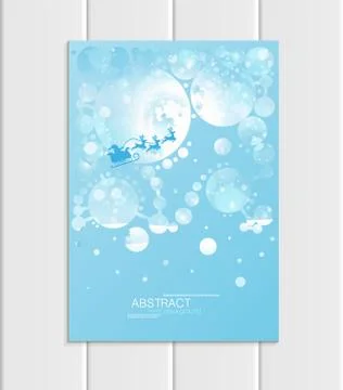 Brochure A5 or A4 format design Christmas Santa Claus in sleigh winter landscape Stock Illustration