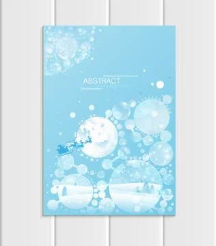 Brochure A5 or A4 format design Christmas Santa Claus in sleigh winter landscape Stock Illustration