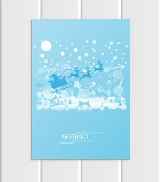 Brochure A5 or A4 format design Christmas Santa Claus in sleigh winter landscape Stock Illustration
