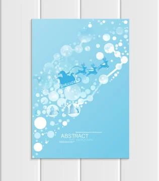 Brochure A5 or A4 format design Christmas Santa Claus in sleigh winter landscape Stock Illustration