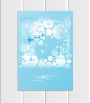 Brochure A5 or A4 format design Christmas Santa Claus in sleigh winter landscape Stock Illustration