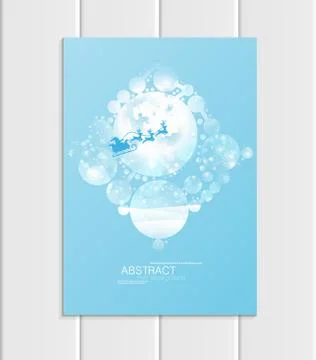 Brochure A5 or A4 format design Christmas Santa Claus in sleigh winter landscape Stock Illustration