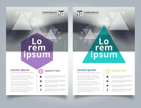 Brochure abstract blurred background with geometric triangles composition lay Stock Illustration
