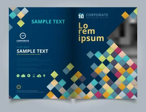 Brochure abstract colorful squares pattern pixel background layout design tem Stock Illustration