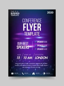 Brochure design flyer template technology conference geometric shapes design Stock Illustration