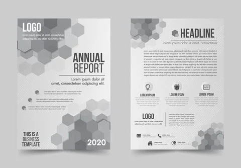 Brochure design flyer template white and gray color geometric shapes design l Stock Illustration