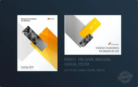 Brochure design rectangular template. Colourful modern abstract set, annual Stock Illustration