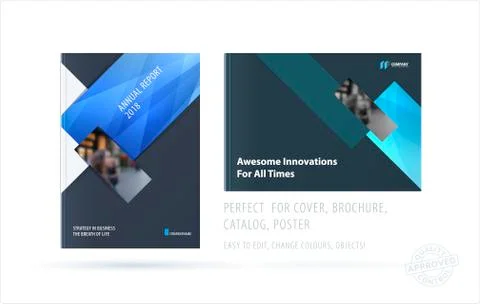 Brochure design rectangular template. Colourful modern abstract set, annual イラスト素材