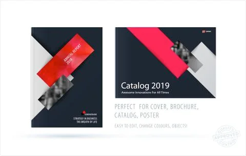 Brochure design rectangular template. Colourful modern abstract set, annual Stock-Illustration