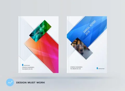 Brochure design rectangular template. Colourful modern abstract set, annual Stock Illustration