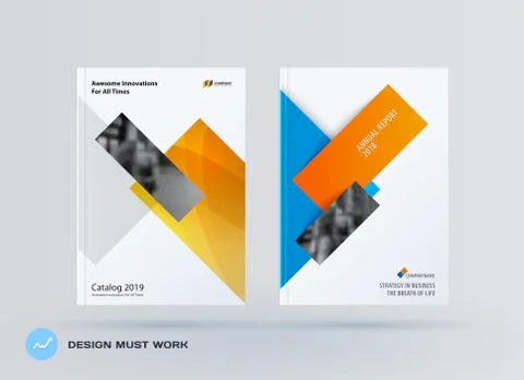 Brochure design rectangular template. Colourful modern abstract set, annual 库存插图