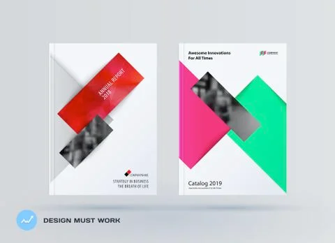 Brochure design rectangular template. Colourful modern abstract set, annual Stock Illustration