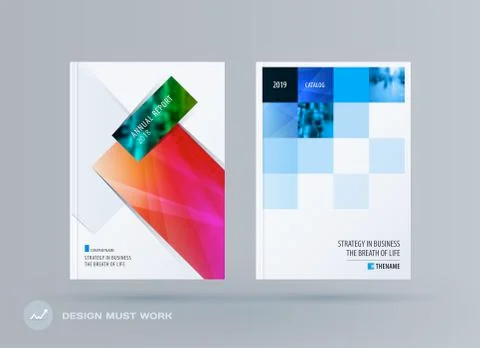 Brochure design rectangular template. Colourful modern abstract set, annual Stock Illustration