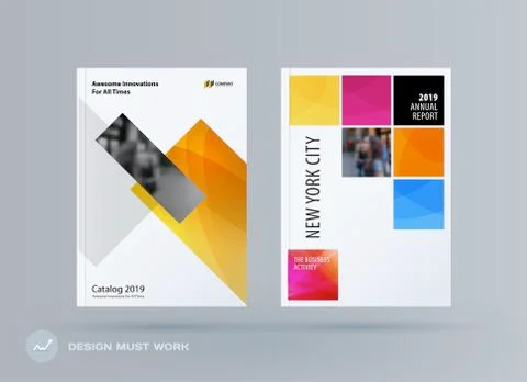 Brochure design rectangular template. Colourful modern abstract set, annual Stock Illustration