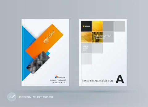 Brochure design rectangular template. Colourful modern abstract set, annual 스톡 일러스트