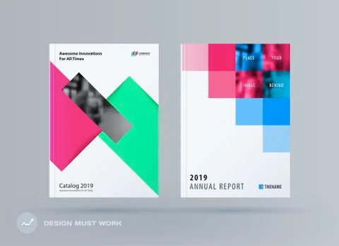 Brochure design rectangular template. Colourful modern abstract set, annual 스톡 일러스트